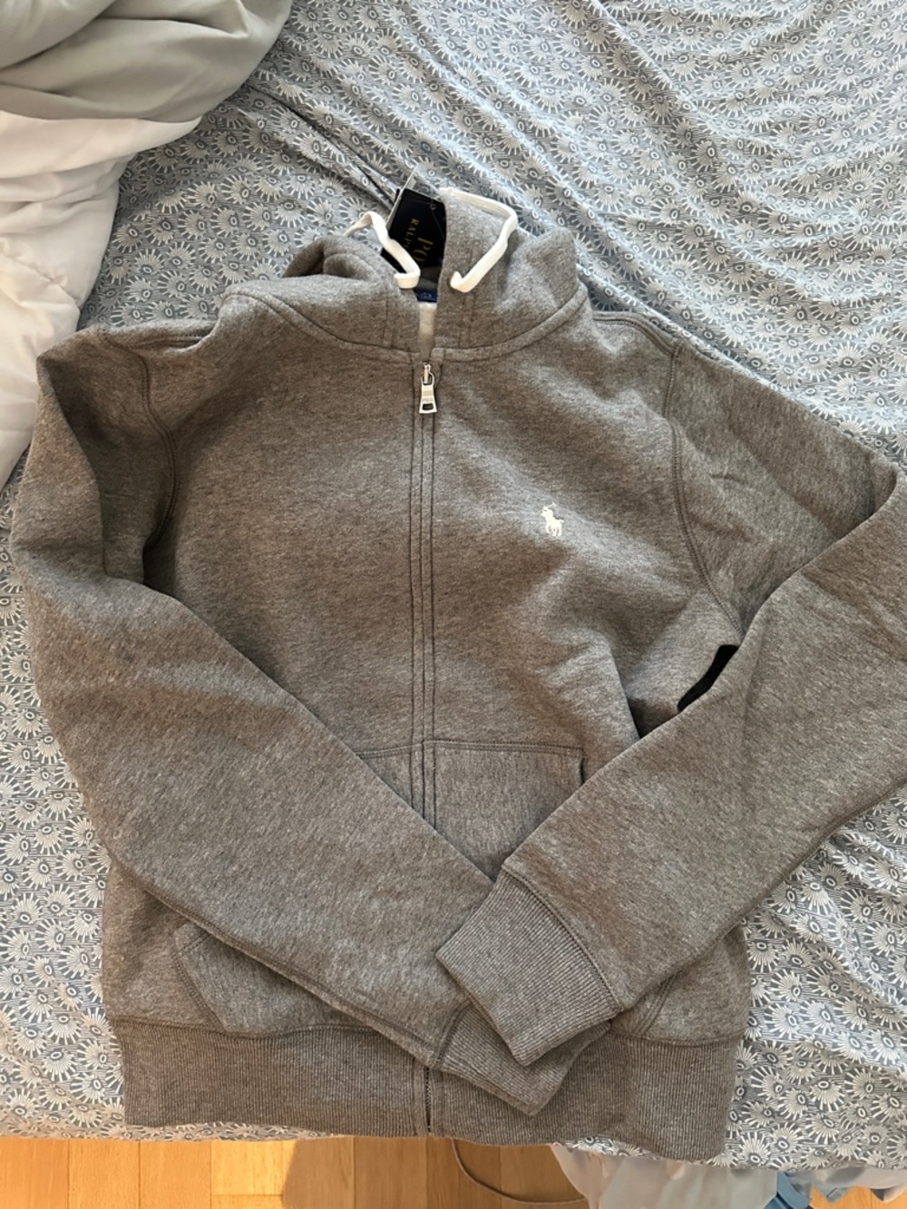Women’s Ralph Lauren Heather Gray Full-Zip Hoodie with Logo - NWT